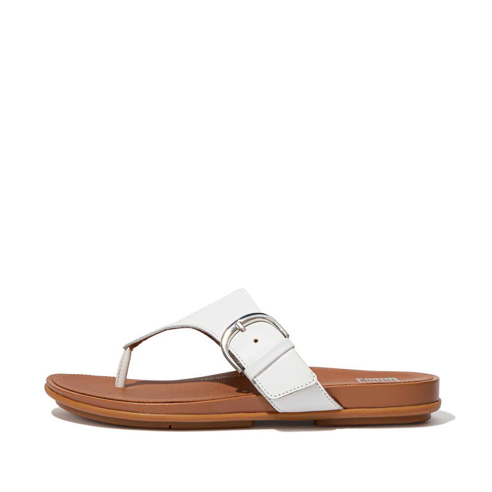 Fitflop Womens Sandals White - Gracie Buckle Leather Toe-post - NS9348750